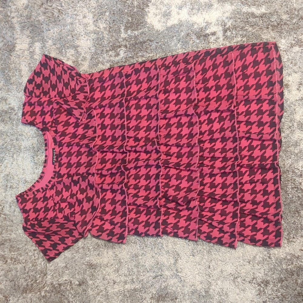 George Red and Black Kids Houndstooth Blouse